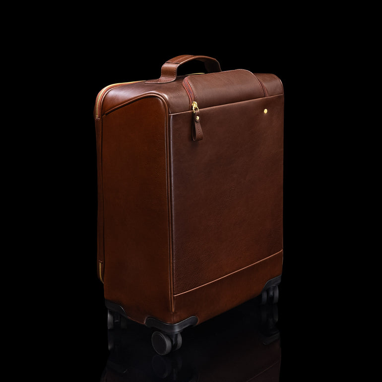 Von Baer Voyager luxury leather carry-on trolley bag for travel back 3D view