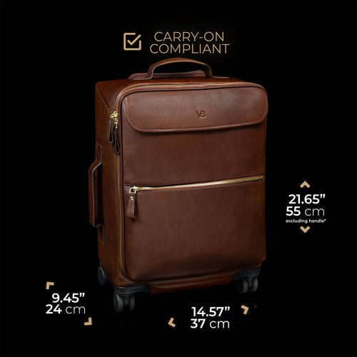 men's carry on travel bag Voyager Leather Carry-on Bag with Wheels Solid Brown