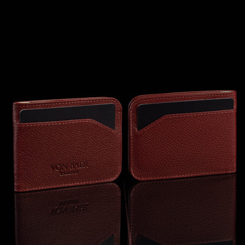 Von Baer W2 large leather women's purse wallet - card holder - front and rear view - filled with cards.