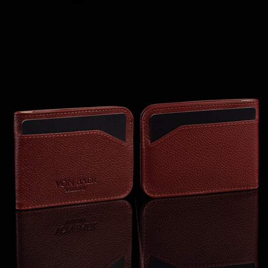 Von Baer W2 large leather women's purse wallet - card holder - front and rear view - filled with cards.