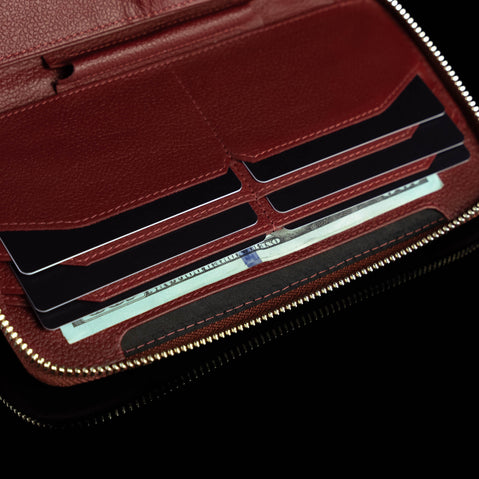 Von Baer W2 large leather women's purse wallet - close-up of 2 extra pockets.