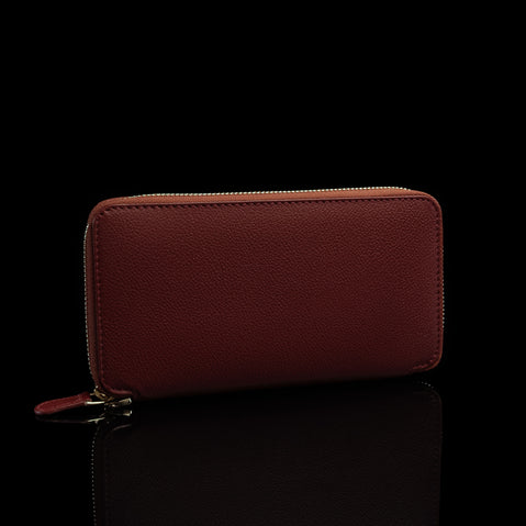 Von Baer W2 large leather women's purse wallet - red - rear view.