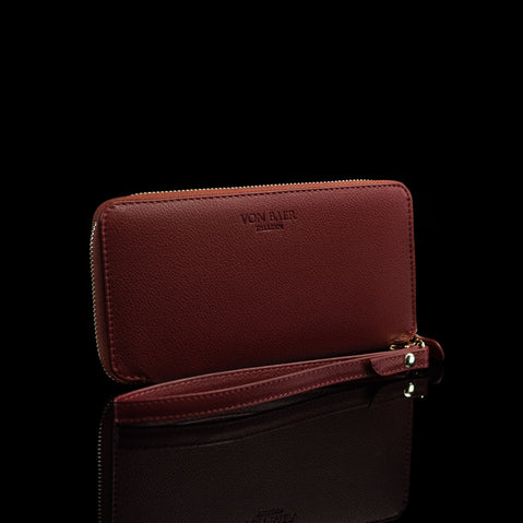 Von Baer W2 large leather women's purse wallet - red.