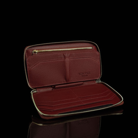 Von Baer W2 large premium leather women's purse wallet - inside look - empty.