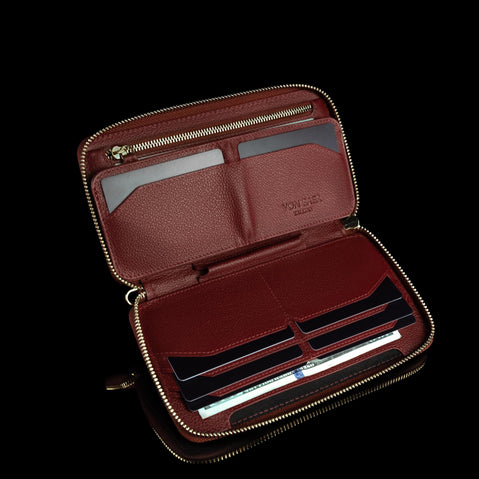 Von Baer W2 large premium leather women's purse wallet - inside look - fits up to 12 cards.