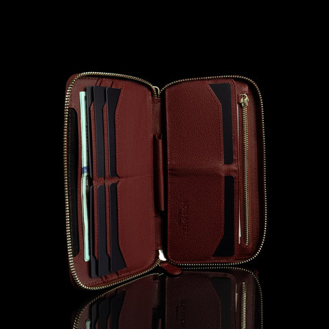 Von Baer W2 large premium leather women's purse wallet - inside look with card holder attached.