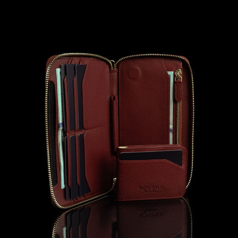 Von Baer W2 luxury large leather women's purse wallet - red with cardholder.