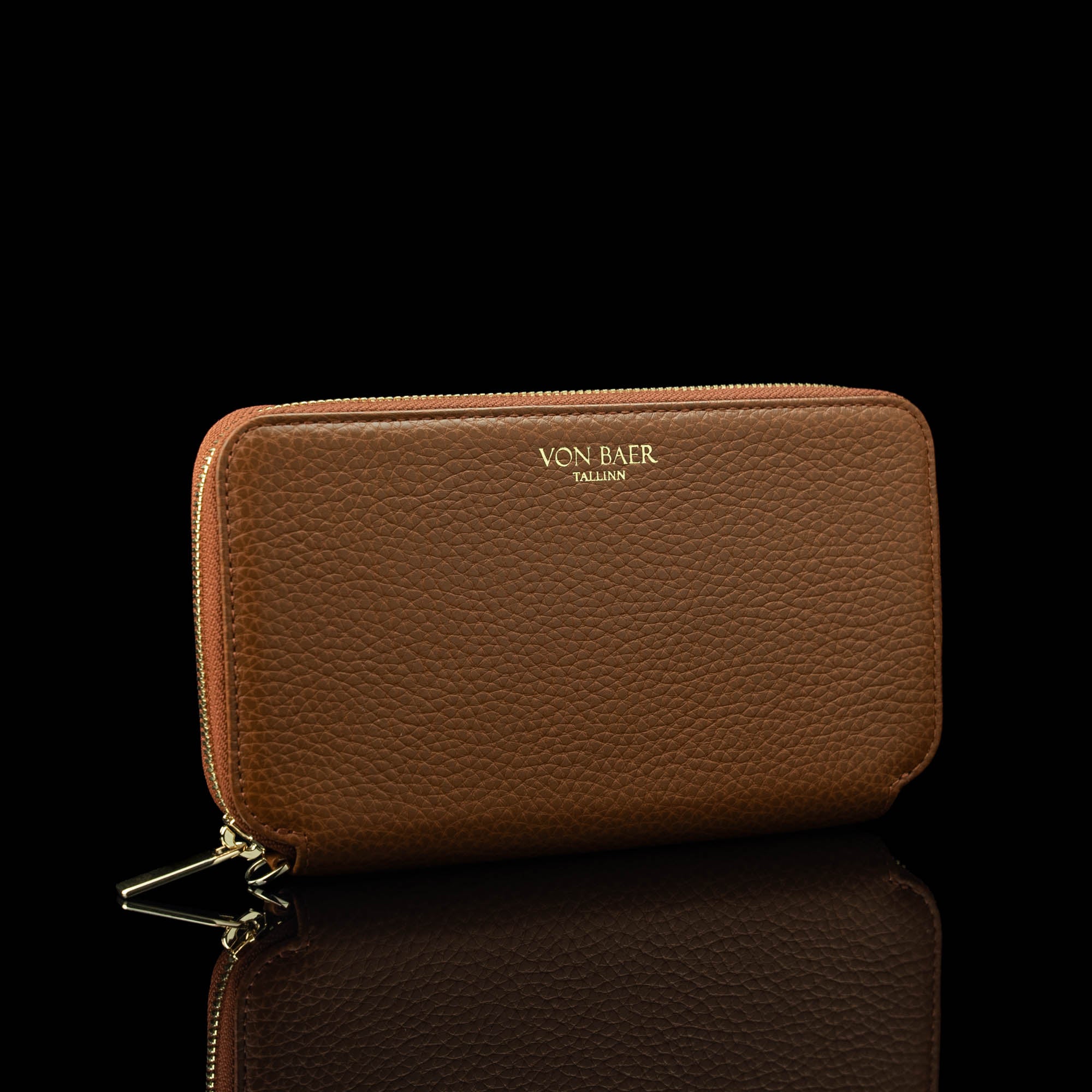 Women's Italian Leather Zip Around Wristlet Wallet with RFID