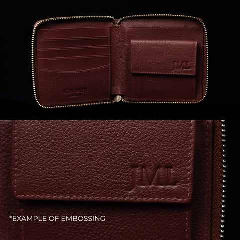 Von Baer W3 compact and spacious leather women's wallet with personalized embossed initials JML