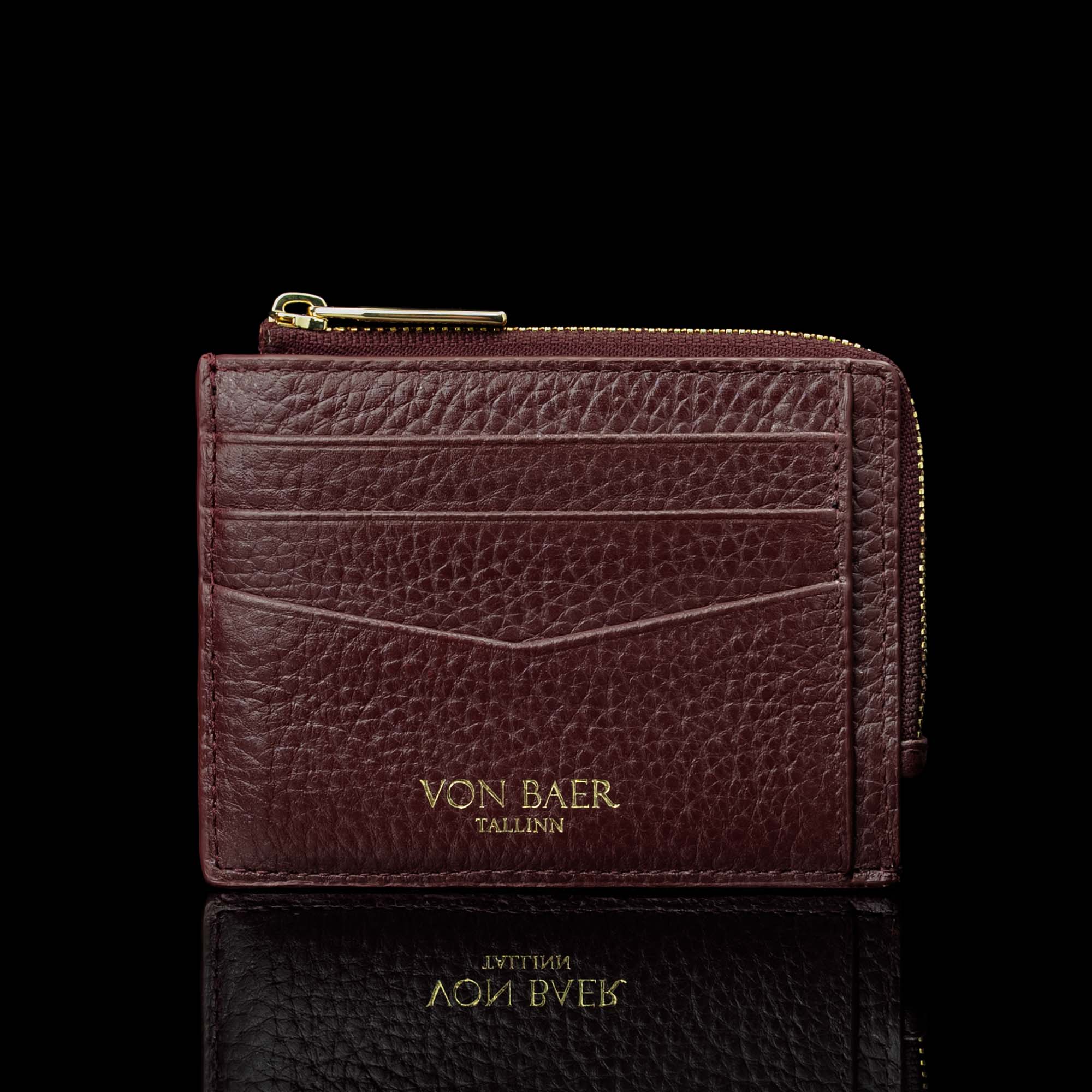 Luxury Full Grain Leather Zip Card Case for Women - Von Baer