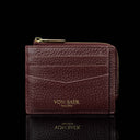 Von Baer W5 RFID slim luxury leather zip card case front view