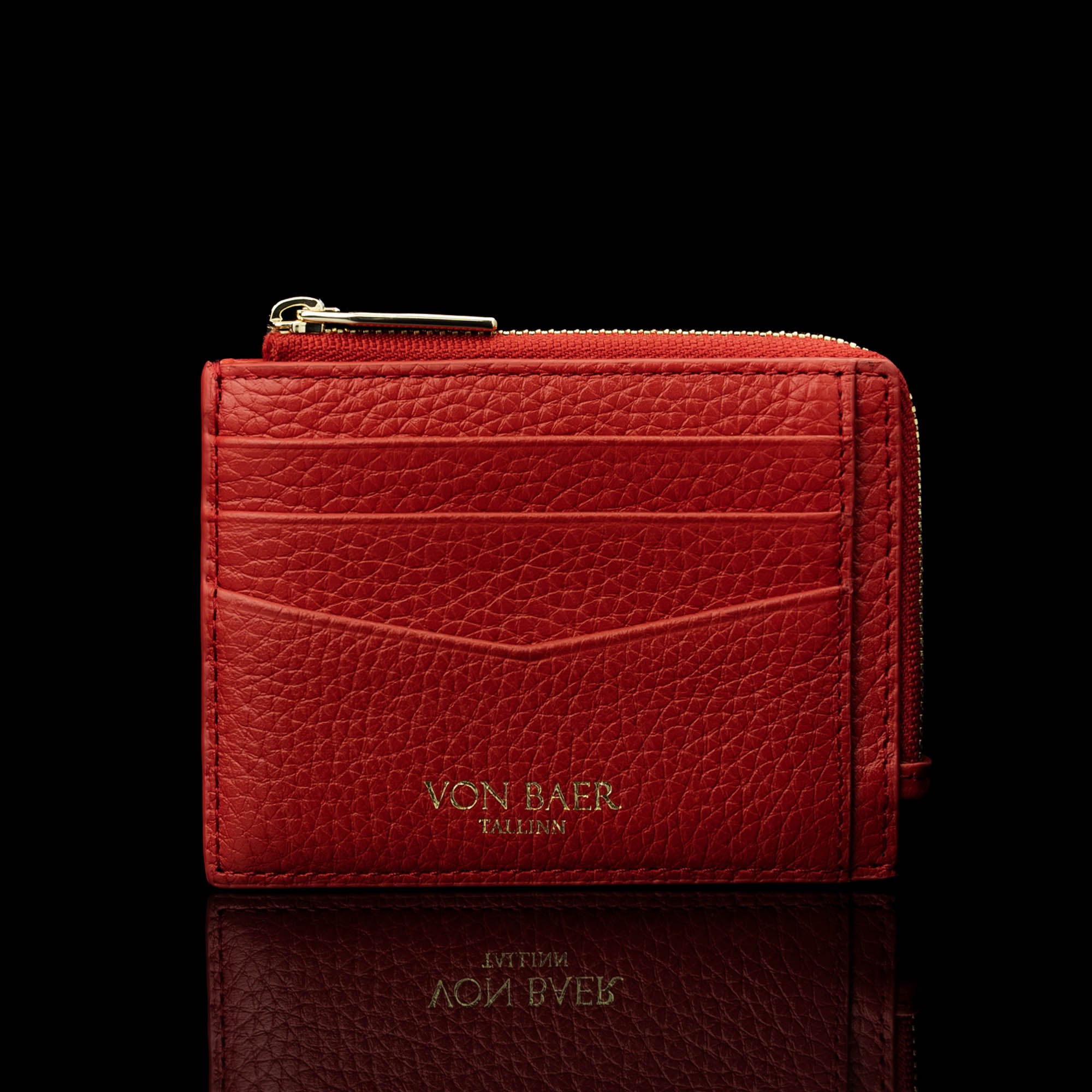 Luxury Full Grain Leather Zip Card Case for Women - Von Baer