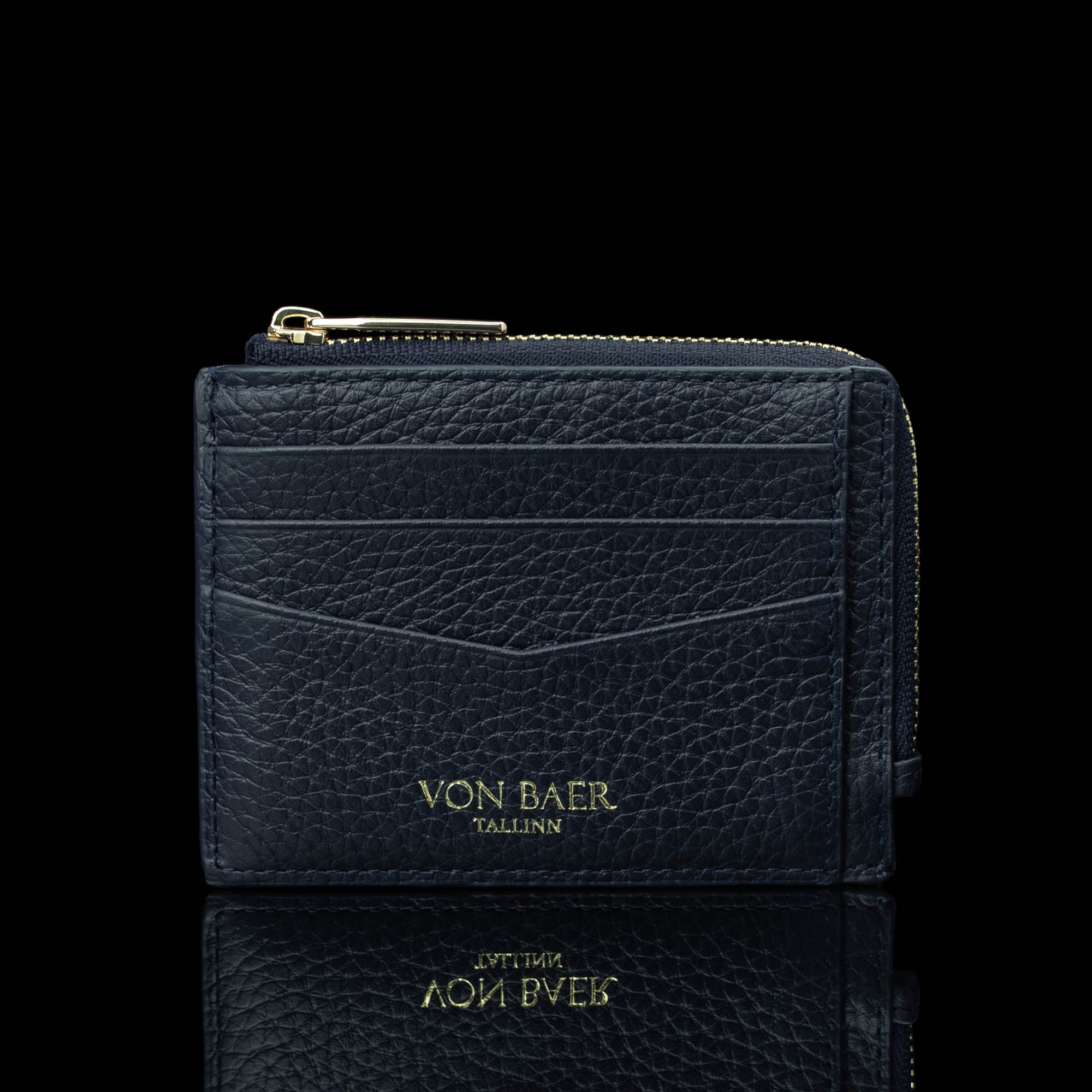 Luxury Full Grain Leather Zip Card Case for Women - Von Baer