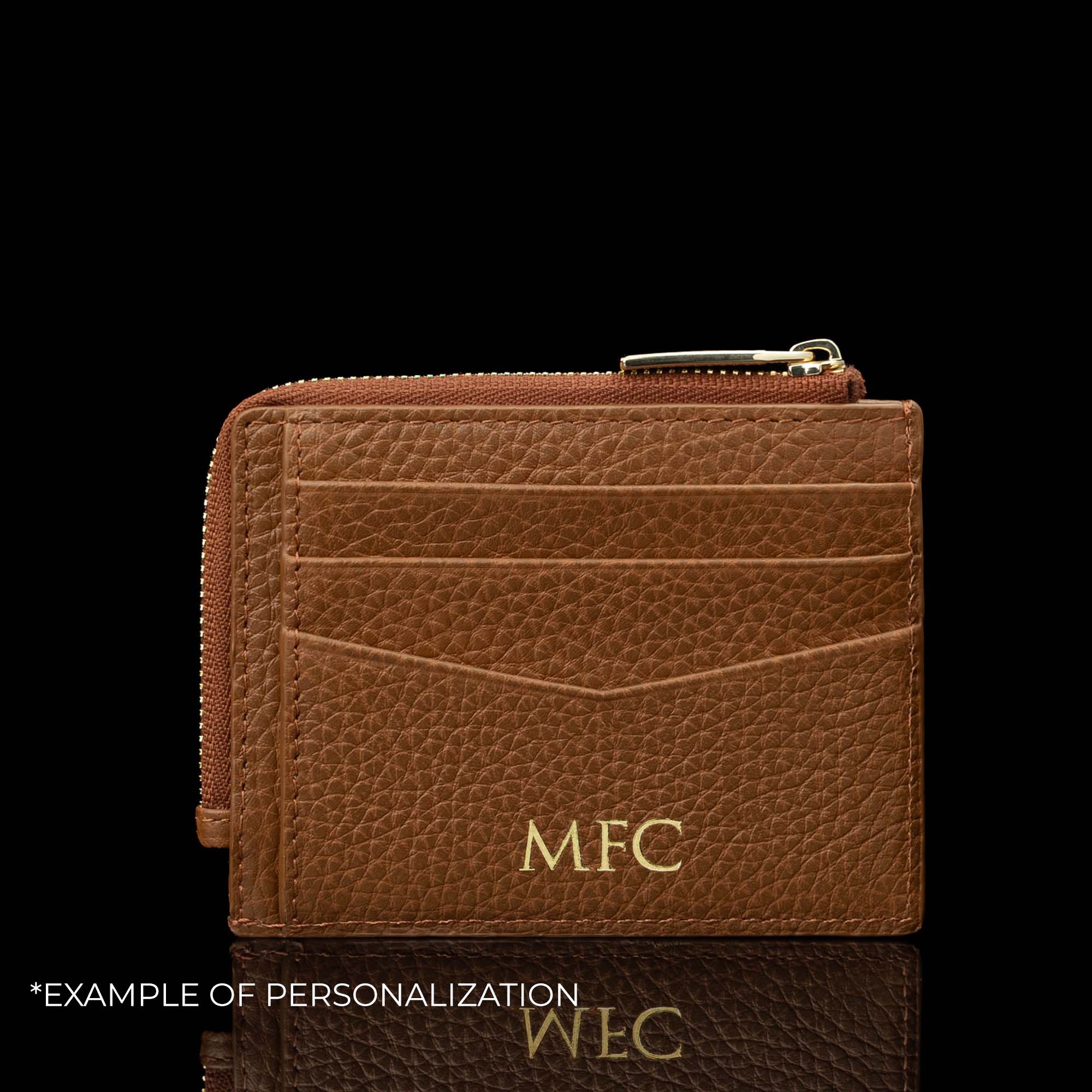 Luxury Full Grain Leather Zip Card Case for Women - Von Baer