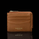 Von Baer W5 RFID slim luxury leather zip card case front view