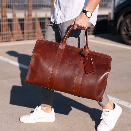 Men's Full-Grain Luxury Leather Weekender Bag Von Baer