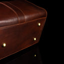 von baer weekender premium mens full grain leather weekend bag solid brown protective metal feet