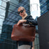 von baer womens elegance large leather tote bag brown on female model business style