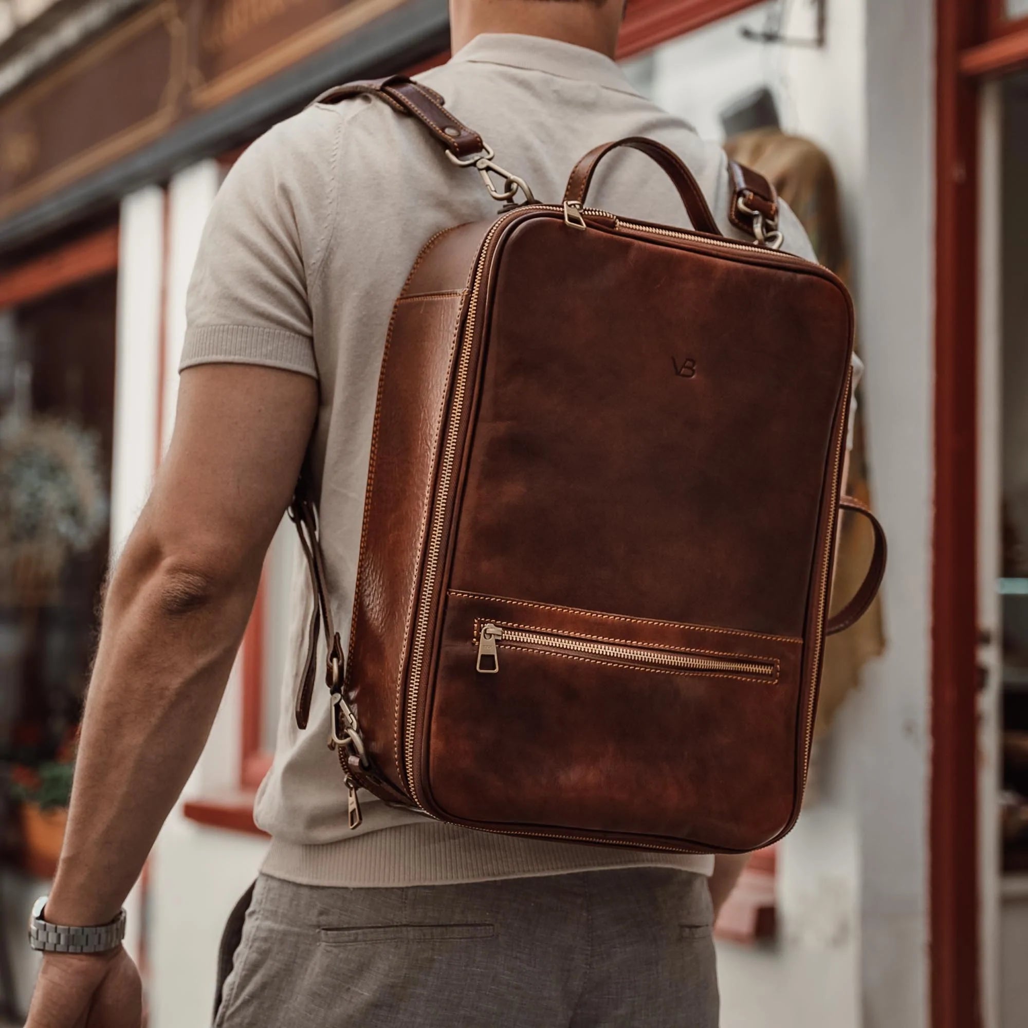 Convertible Leather Laptop Backpack for Men - Von Baer