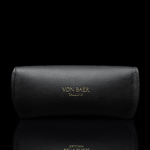Deluxe Leather Glasses Case - black back