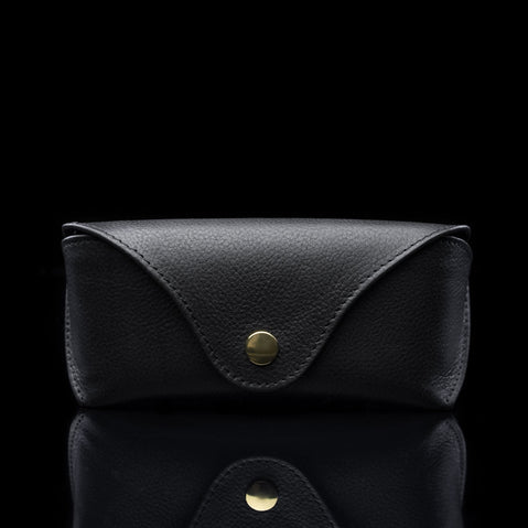Deluxe Leather Glasses Case - black front
