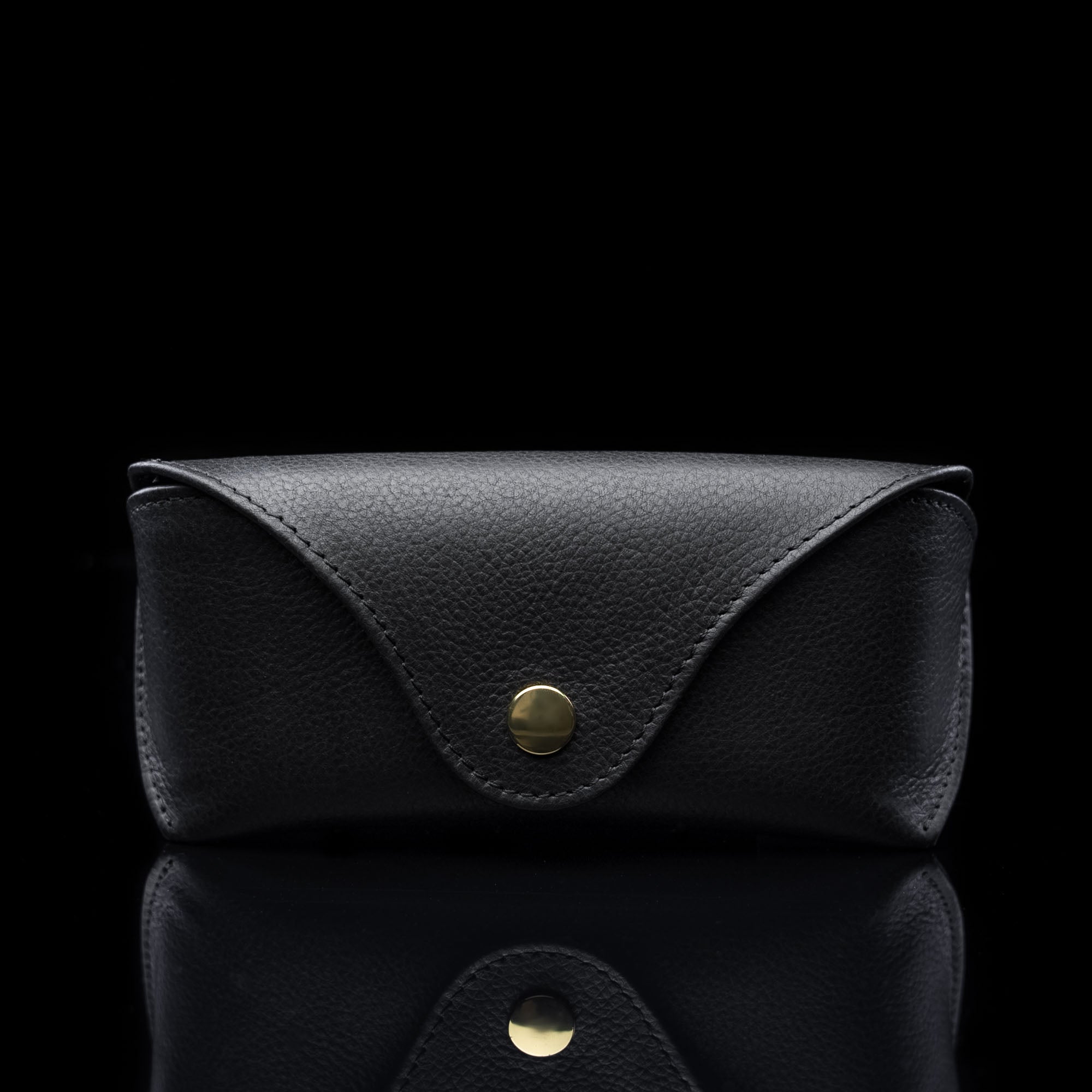 Deluxe Leather Glasses Case - black front