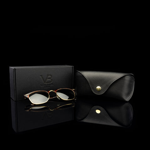 Deluxe Leather Glasses Case - black with box