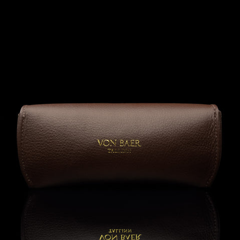 Deluxe Leather Glasses Case - brown back