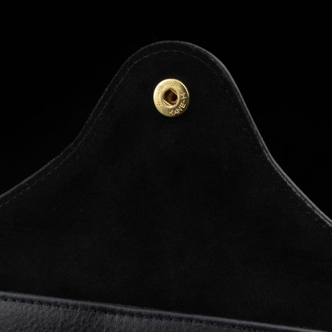 Deluxe Leather Glasses Case black Kane-M button