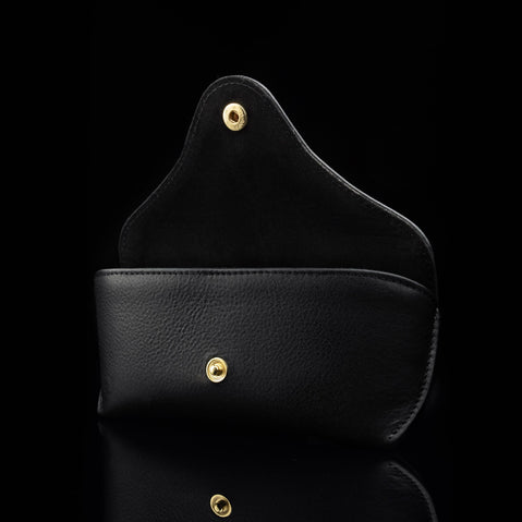 Deluxe Leather Glasses Case black empty interior 