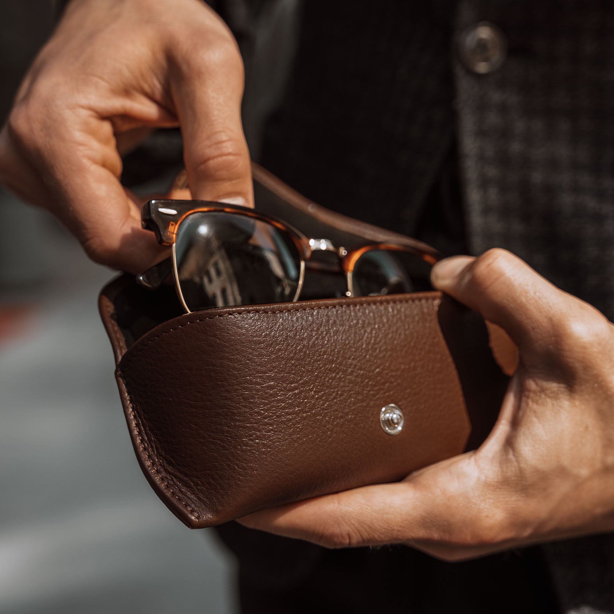 Leather eyeglass cases mens on sale