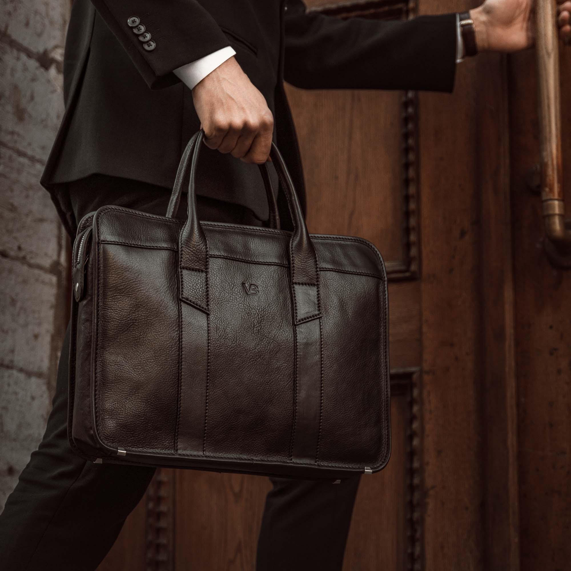 Men Computer Briefcase Slim Leather Laptop Briefcase for Men in Brown, Black, Tan, or Red ...