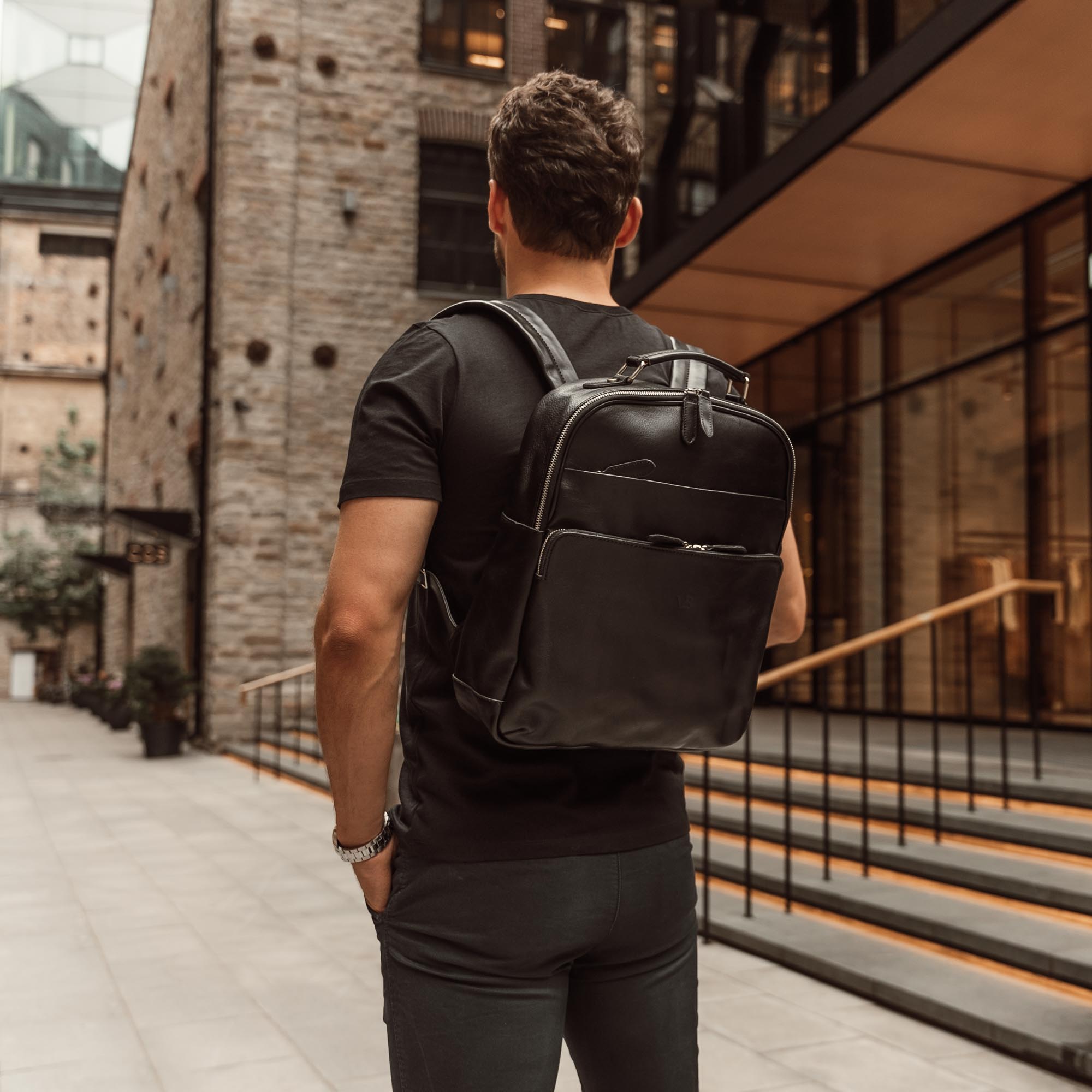 Stylish mens leather backpack Clearance
