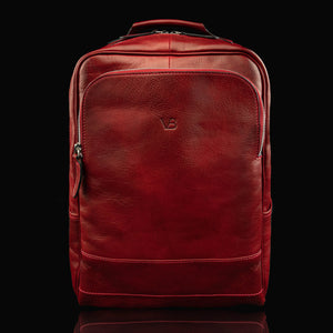 Prime Womens Leather Backpack red front view
