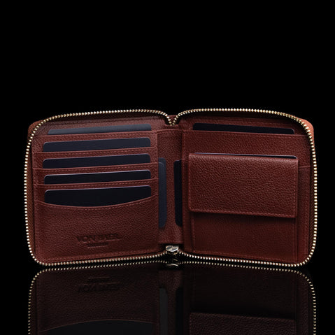 W3 Womens Leather Wallet Red Inside cash cards filled