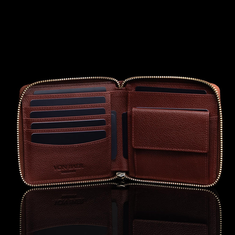 W3 Womens Leather Wallet Red Inside cash cards filled