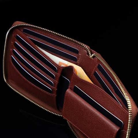 W3 Womens Leather Wallet Red inside card slots