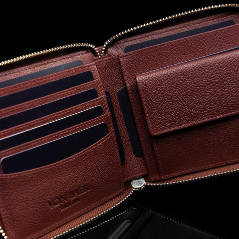 W3 Womens Leather Wallet Red left side close up