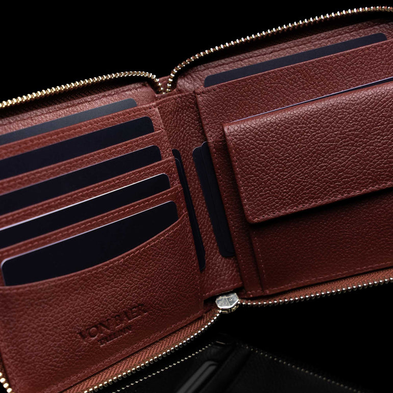 W3 Womens Leather Wallet Red left side close up