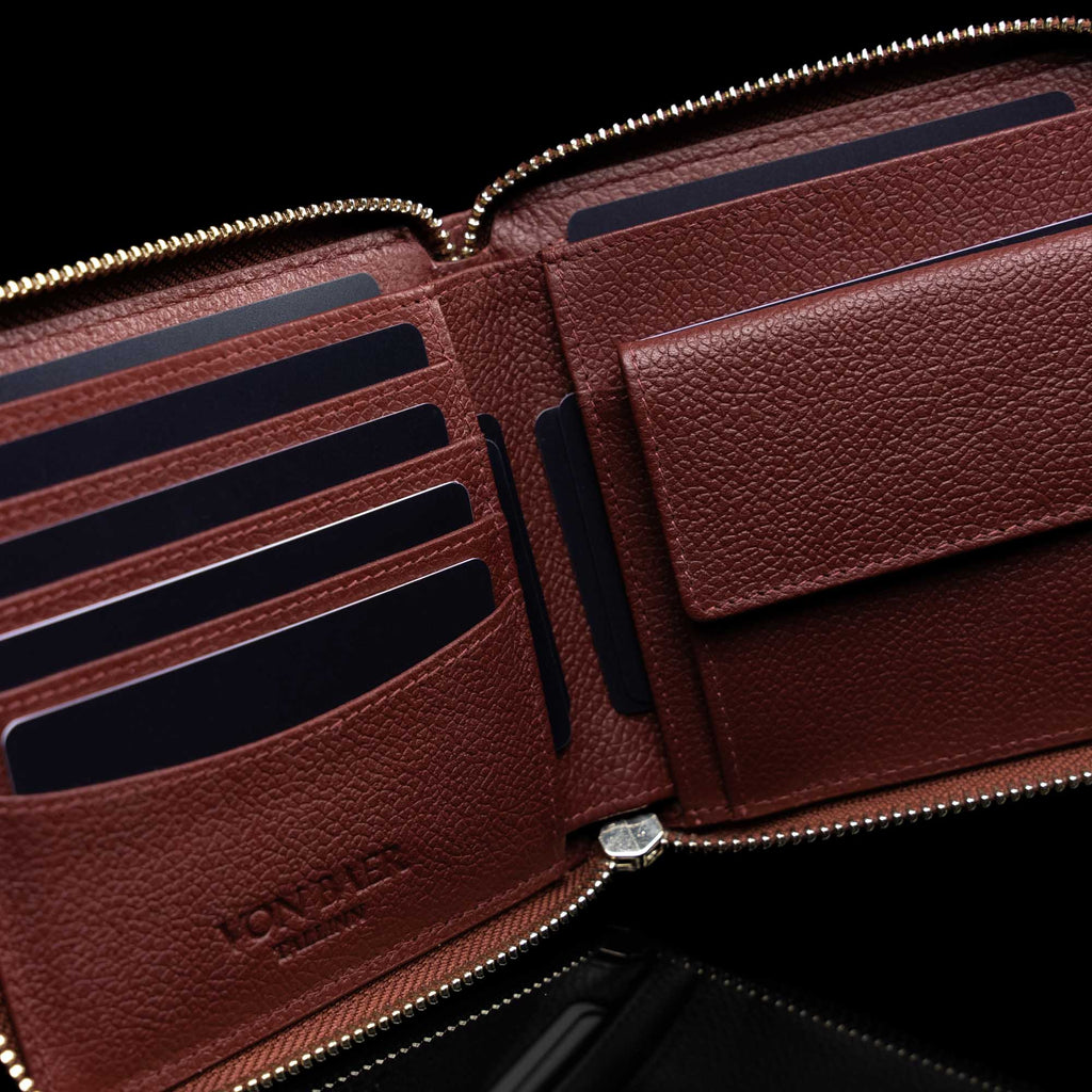 Small Square Leather Purse for Women with Zipper Von Baer