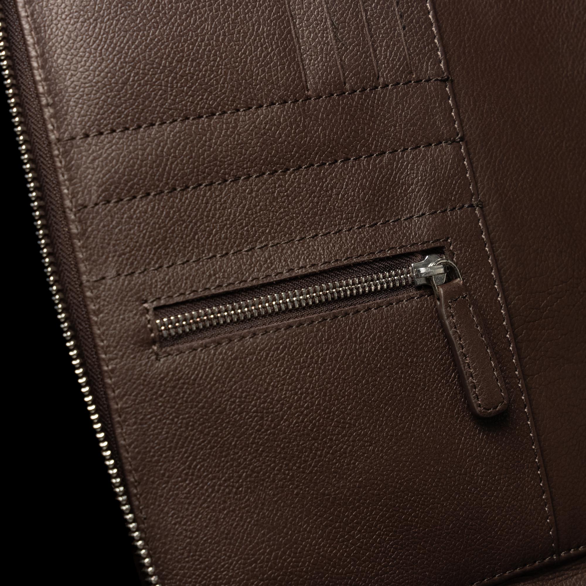 Well Organized Leather Laptop Macbook Case brown pockets