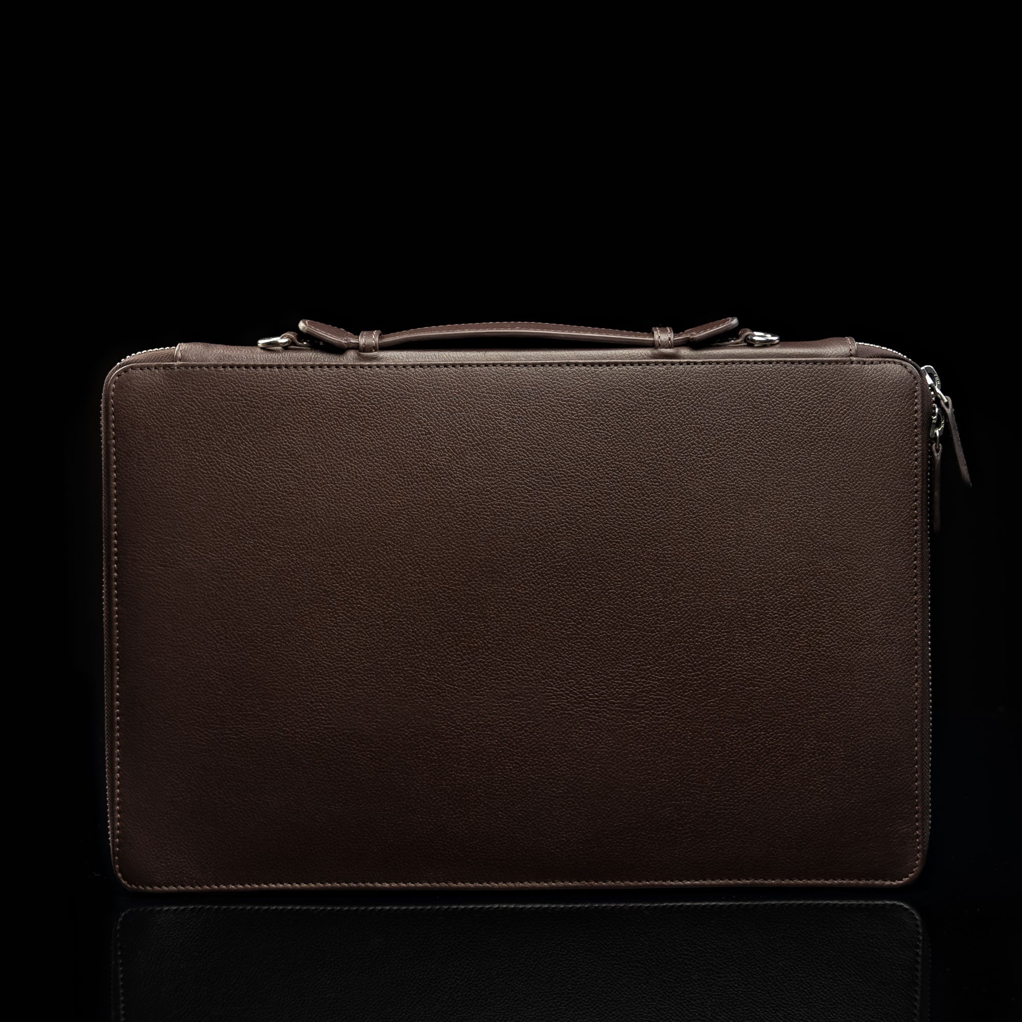 Well Organized Leather Laptop Macbook Case brown rear view