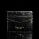 cards and cash leather card holder black croco print front