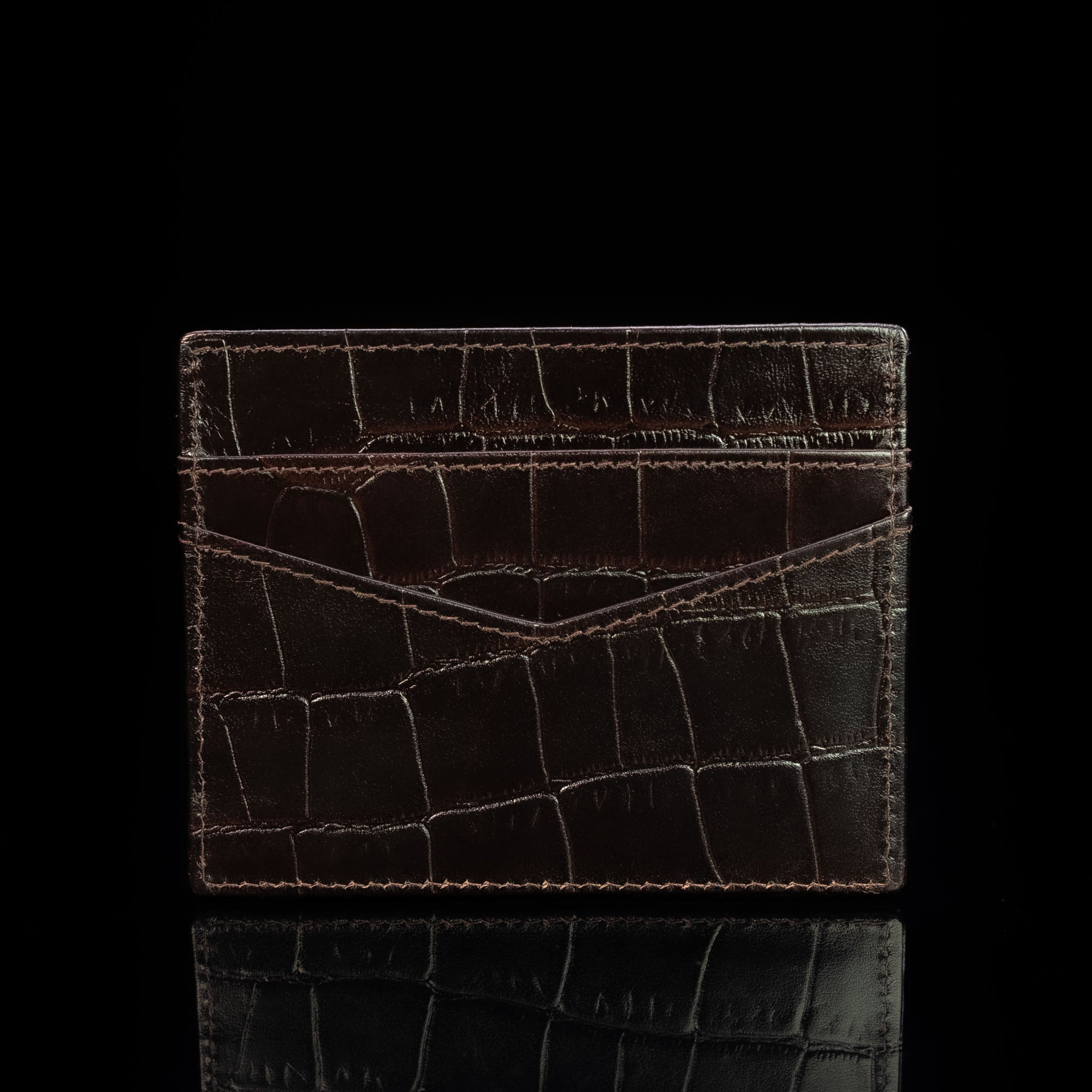Minimalist (croc print) Leather Card Holder Dark Brown (croc print)