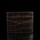 cards and cash leather card holder solid brown croco print front and back