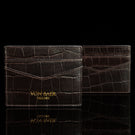 cards and cash leather card holder solid brown croco print front and back