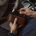 deluxe leather sunglasses case solid brown luxury car lifestyle