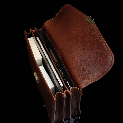 open top view of briefcase showing compartments