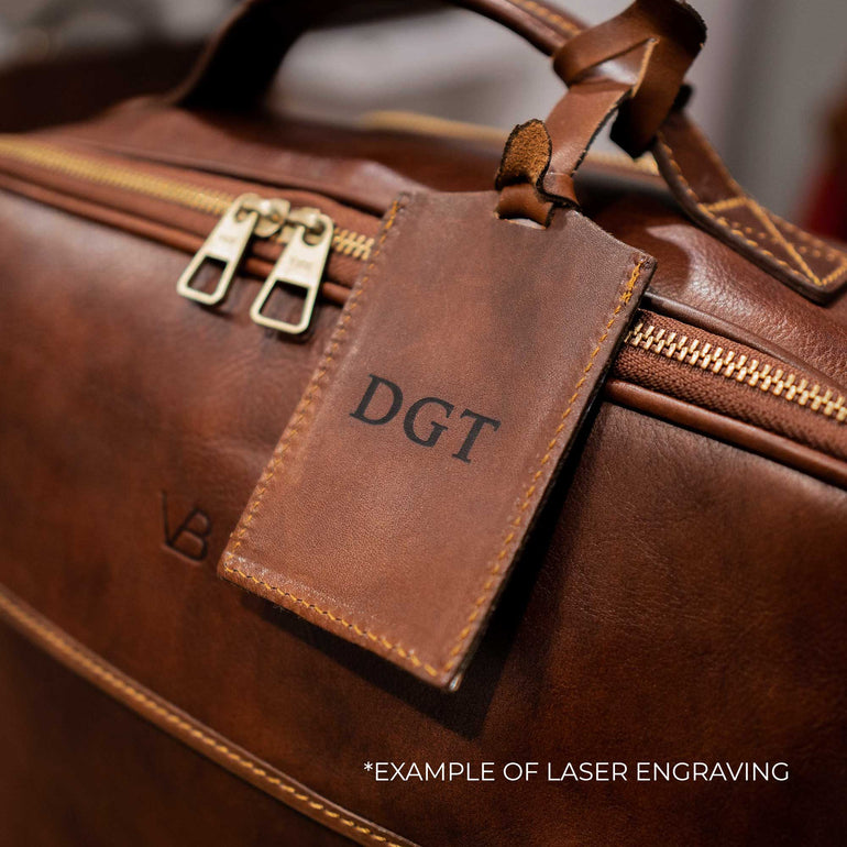personalization laser engraving classic leather luggage tag voyager