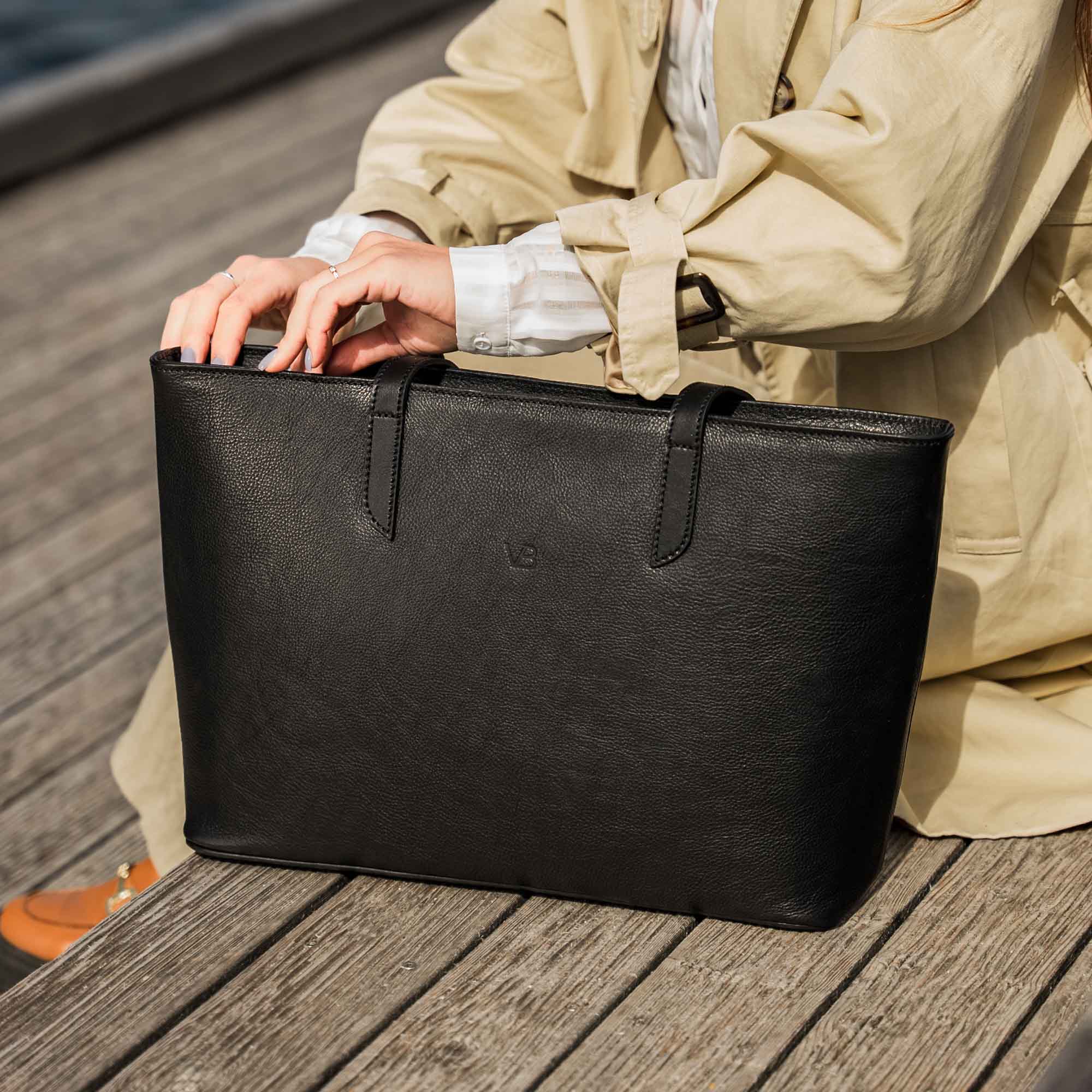 Leather business tote sale